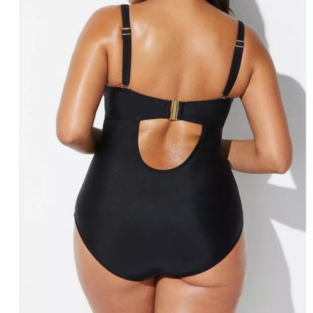 Swimsuits Ruched Underwire One Piece Swimsuit 18 Dark Floral Tummy Control NWT - Picture 11 of 11